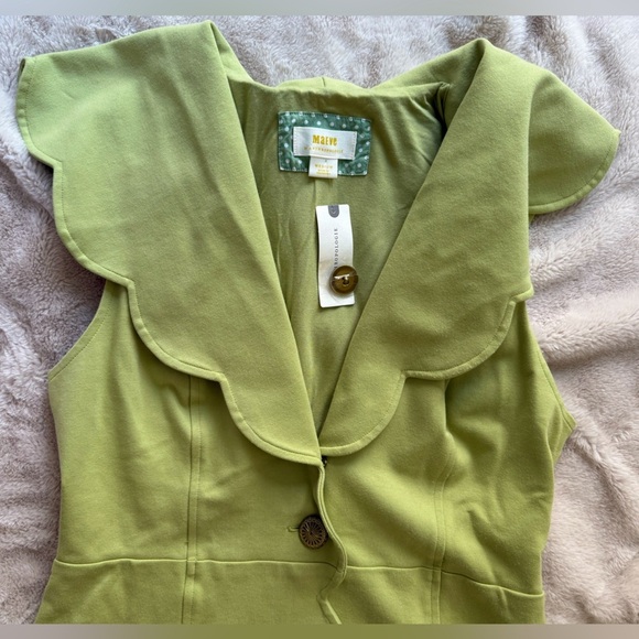 NWT Maeve by Anthropologie Scalloped Buttondown Dress Retro Green Size M - Picture 8 of 10